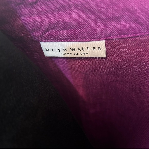 Bryan Walker Women Linen Jacket Large Minimalist Lagenlook Purple Pockets Button - Picture 6 of 10
